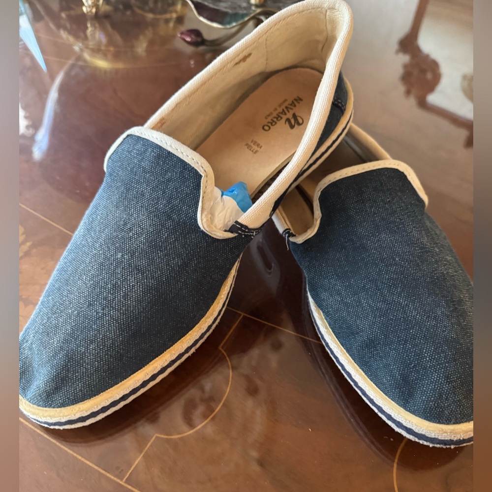 Navarro men’s denim loafers shoes Italy Sz 44 USA Sz 10
